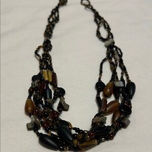 Multi-Strand Black and Brown Beaded Women's Necklace